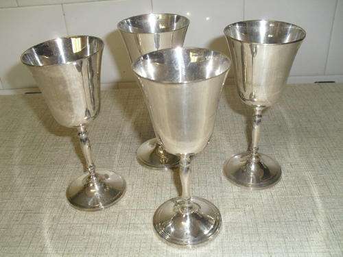 4x SILVER PLATED WINE GOBLETS -height 15cm opening 7cm base 6cm