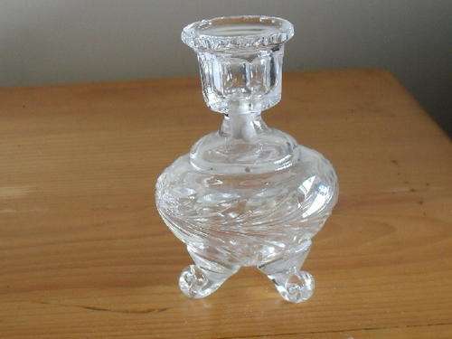 (RT22)GORGEOUS ROSE CUT SCROLLED FOOTED CANDLE HOLDER - 11cm high widest point 24cm