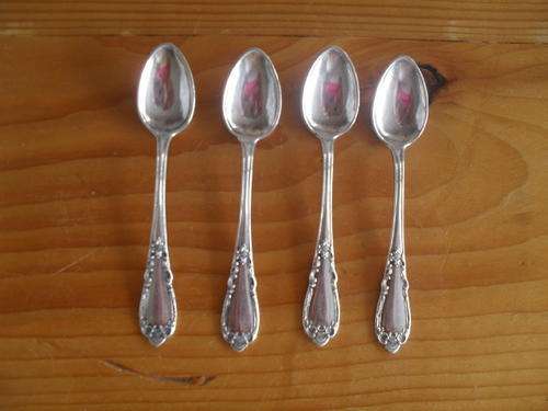 4x SMALL DEMITASSE TEASPOONS - SILVER 830