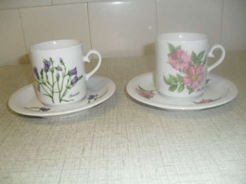*# 2x GORGEOUS FLORAL KRONESTER BAVARIA ESPRESSO COFFEE DUO`S - CUP and SAUCERS