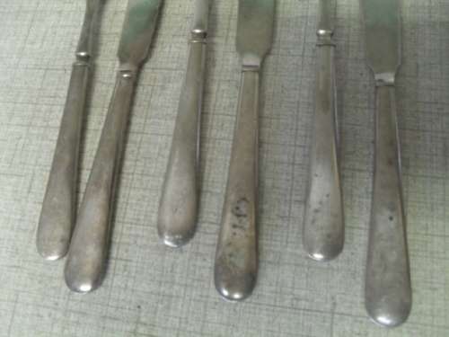 6x antique silver plated fish forks and knives