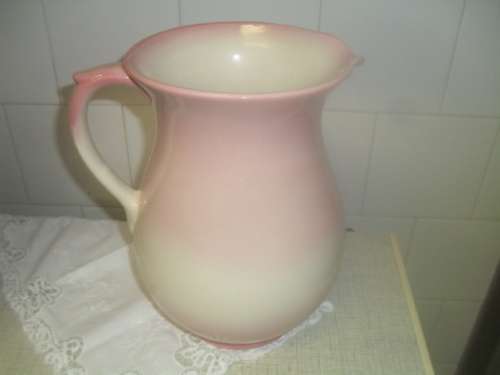 Antique Burleigh ware large pink and white water bath pitcher  - 26cm tall