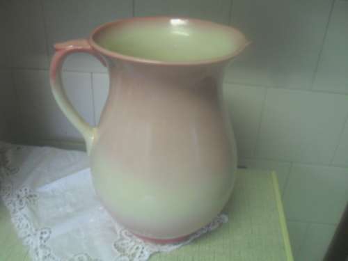 Antique Burleigh ware large pink and white water bath pitcher  - 26cm tall