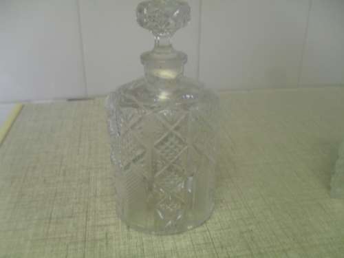 Antique perfume or scent dressing table glass bottle or decanter- with stopper -14cm tall