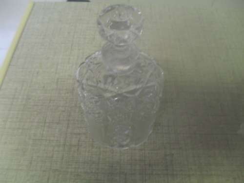 Antique perfume or scent dressing table glass bottle or decanter- with stopper -14cm tall