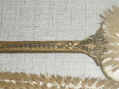 * #FILIGREE METAL HANDLE ANTIQUE DRESSING TABLE SET- Mirror, Brush Clothes brush.