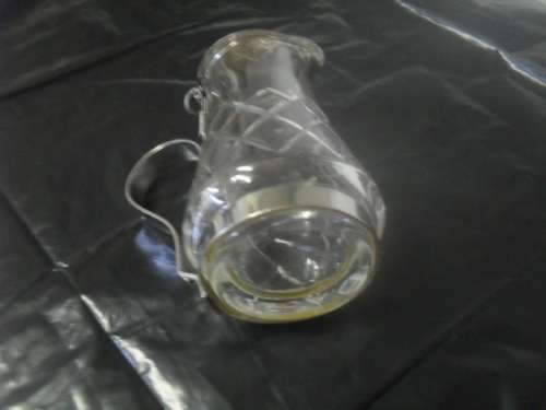 Vintage glass and metal honey or cream decanter - 9.5cm tall base 5cm