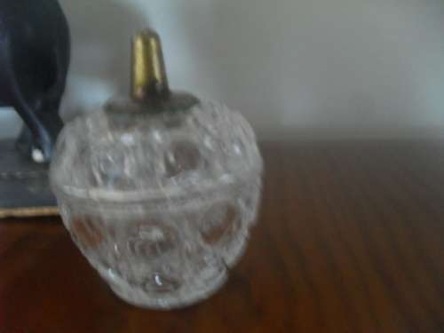 Hobnail Glass Vanity Jar with Metal Handle