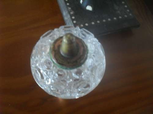 Hobnail Glass Vanity Jar with Metal Handle