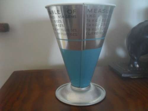 Vintage aluminum Tala measuring cone- 15cm tall 11cm opening base 9cm made in England