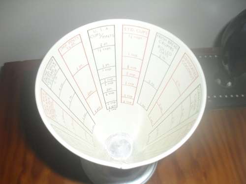 Vintage aluminum Tala measuring cone- 15cm tall 11cm opening base 9cm made in England