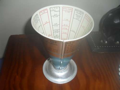 Vintage aluminum Tala measuring cone- 15cm tall 11cm opening base 9cm made in England