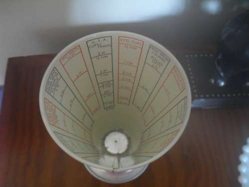 Vintage aluminum Tala measuring cone- 15cm tall 11cm opening base 9cm made in England