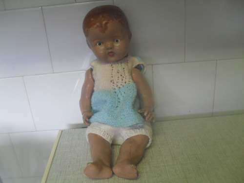 *## GORGEOUS VINTAGE BABY FACE COMPOSITE DOLL - 37cm tall, HEAD 31cm CIR.