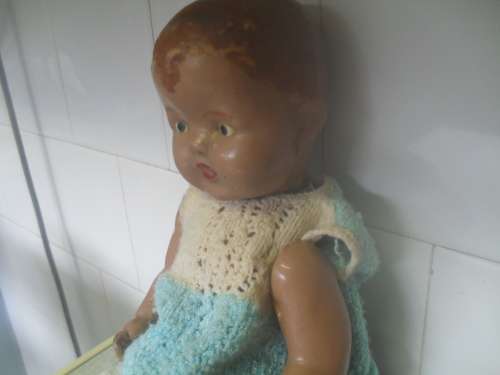 *## GORGEOUS VINTAGE BABY FACE COMPOSITE DOLL - 37cm tall, HEAD 31cm CIR.