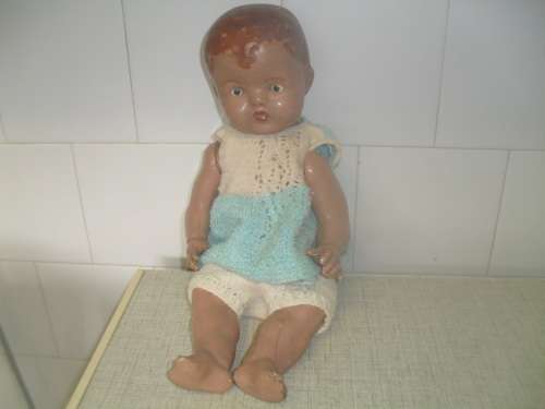 *## GORGEOUS VINTAGE BABY FACE COMPOSITE DOLL - 37cm tall, HEAD 31cm CIR.
