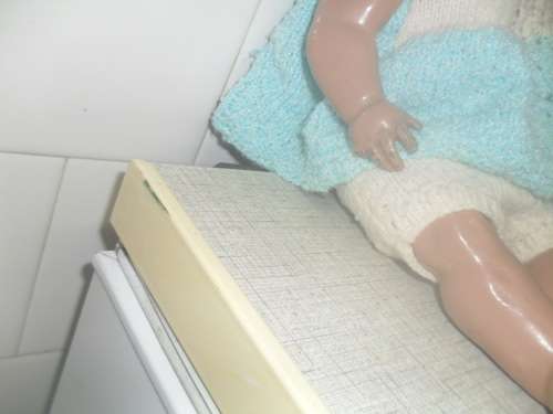 *## GORGEOUS VINTAGE BABY FACE COMPOSITE DOLL - 37cm tall, HEAD 31cm CIR.