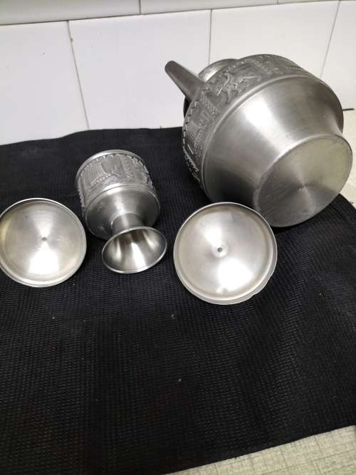 *##. VINTAGE KYRRE NORSK TINN  PEWTER COFFEE POT and SUGAR BOWL