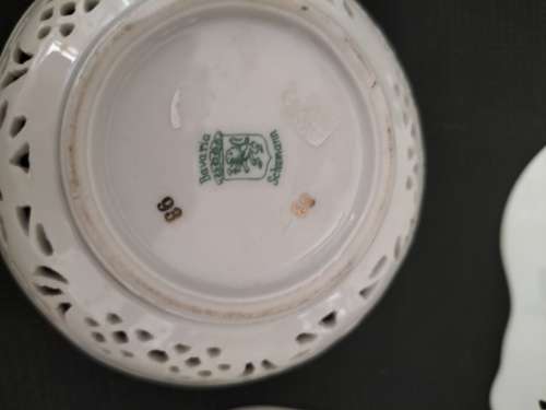 *#DRESDEN WALL PLATE & 2x BAVARIAN SCHUMANN TRINKET DISHES