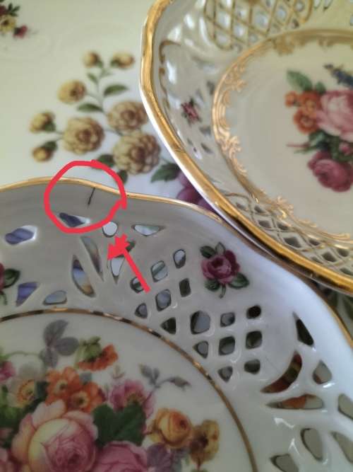 *#DRESDEN WALL PLATE & 2x BAVARIAN SCHUMANN TRINKET DISHES