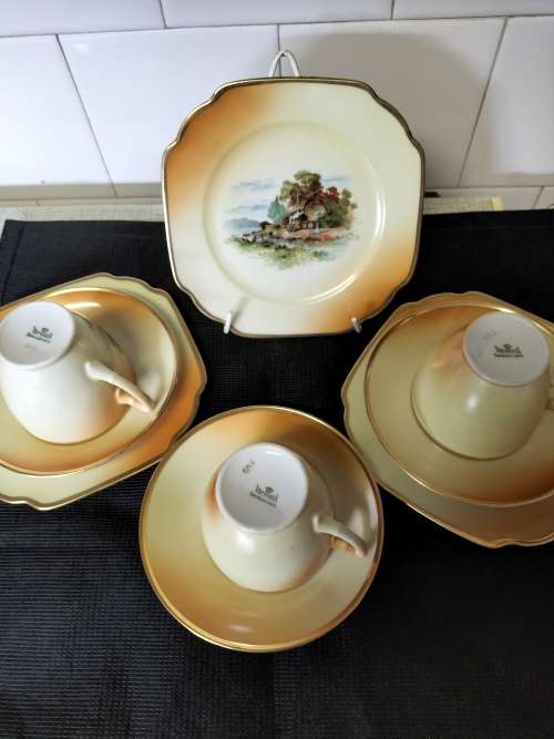 *##3x GORGEOUS CZECHOSLOVAKIA TRIOS PORCELAIN