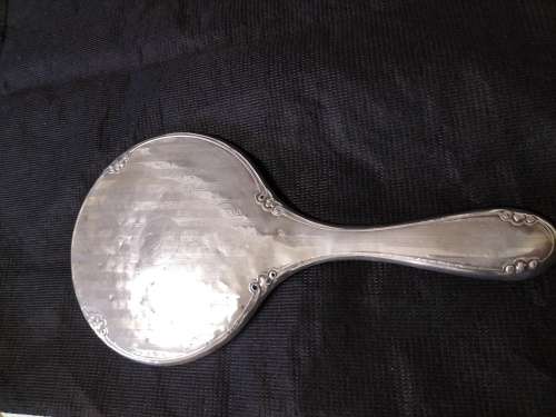 *.## An ANTIQUE BIRMINGHAM  SILVER HANDHELD. MIRROR