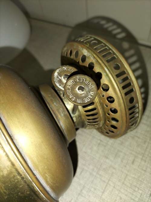 An ANTIQUE DUPLEX -ENGLAND BRASS Oil Lamp ELECTRIFIED