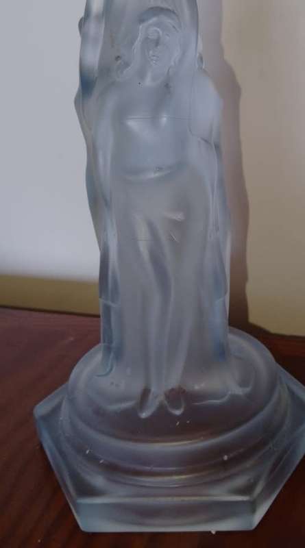 A gorgeous blue frosted glass Walther AND Sohne. (no marks) 3 Grace  candle stick holder
