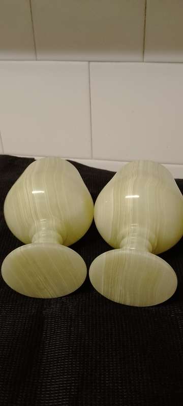 *#A PAIR OF VINTAGE ALABASTER GOBLETS