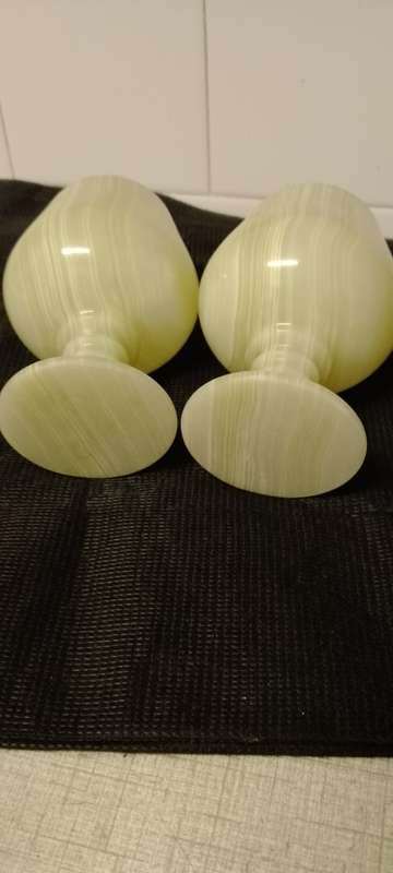 *#A PAIR OF VINTAGE ALABASTER GOBLETS