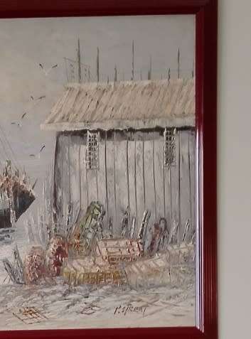 An OIL SEASCAPE ON BOARD - P.STIRRAT