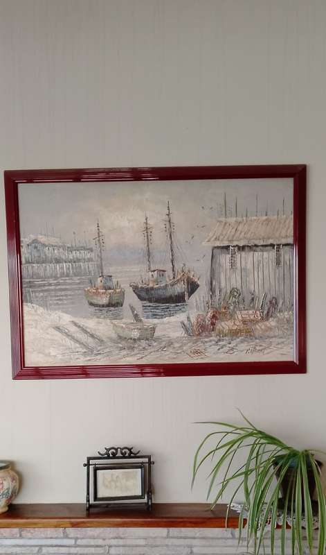 An OIL SEASCAPE ON BOARD - P.STIRRAT