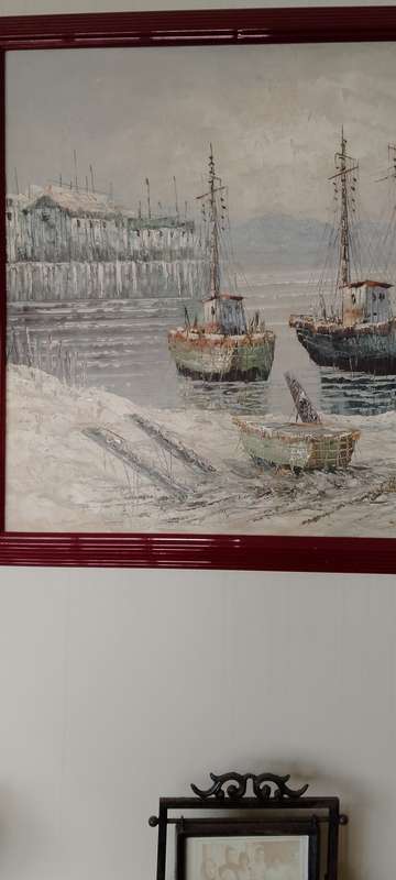 An OIL SEASCAPE ON BOARD - P.STIRRAT