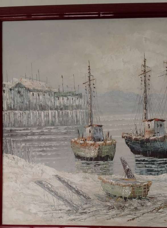 An OIL SEASCAPE ON BOARD - P.STIRRAT
