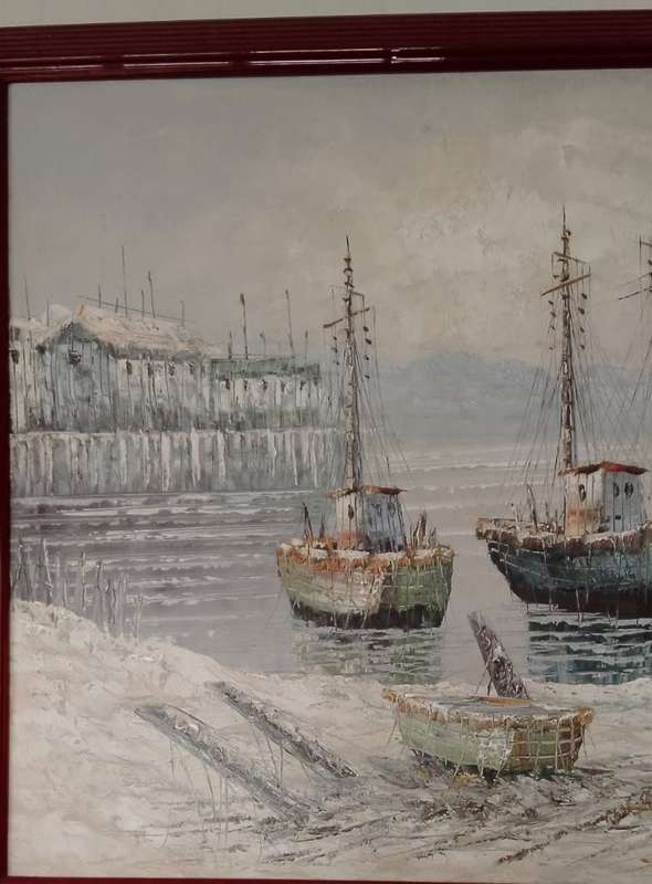 An OIL SEASCAPE ON BOARD - P.STIRRAT