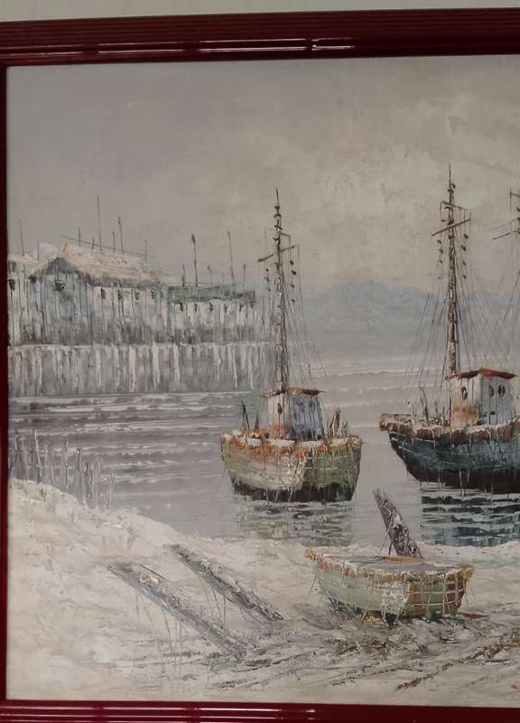 An OIL SEASCAPE ON BOARD - P.STIRRAT