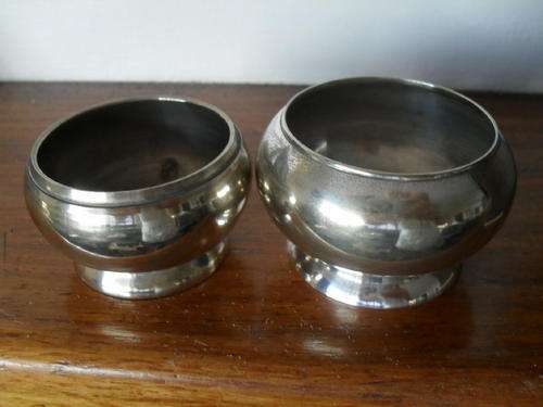 2 SMALL SILVER PLATED SALT? CONTAINERS