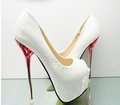 Sexy Ladies White - Open toe - Stylish Party Platform Spike Pumps 14cm Heel - SA-8