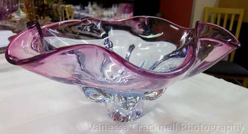 MURANO GLASS BOWL - FLARED SHAPE - PINK TO BLUE TO CLEAR - EXQUISITE, SEE PHOTOS!