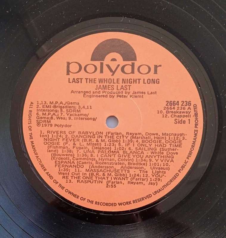 LP  - James Last - Last the Whole Night Long