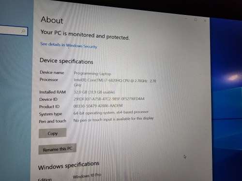 ****DELL PRECISON LAPTOP 7510** Monster Specs - i7, 32Gb Ram, 512gb Nvme, 4Gb GPU