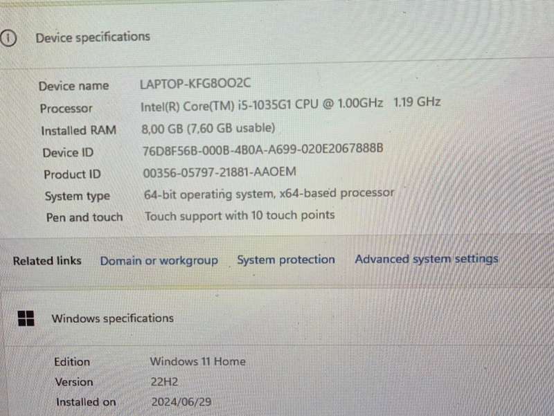 Microsoft Surface Go Laptop Touch (i5-1035G1  8GB RAM 128GB SSD)