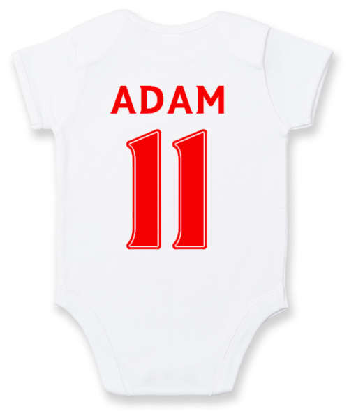 PERSONALISED LIVERPOOL FC Baby Grow with NAME & NUMBER/Me & My Dad Love Liverpool Baby Grow
