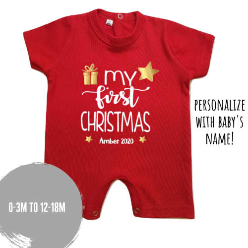 Personalized My FIRST CHRISTMAS baby romper/1st Christmas baby outfit/ Christmas baby grow