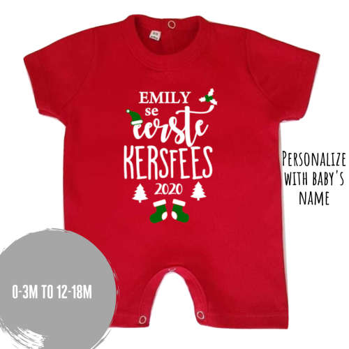 Personalised AFRIKAANS My Eerste Kersfees baby romper/1ste Kersfees baby grow