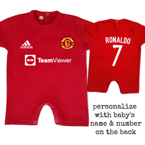 NEW PERSONALISED MANCHESTER UNITED Baby Romper for 21/22 season with NAME and NUMBER/ MUFC Baby