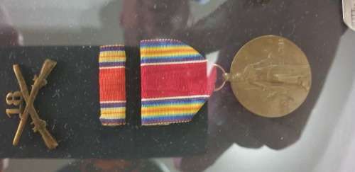 American helmet and medal frame from ww2