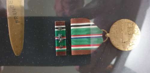 American helmet and medal frame from ww2