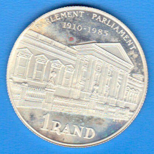 1985 ONE RAND PARLIAMENT -PROOF- IN SA MINT BOX
