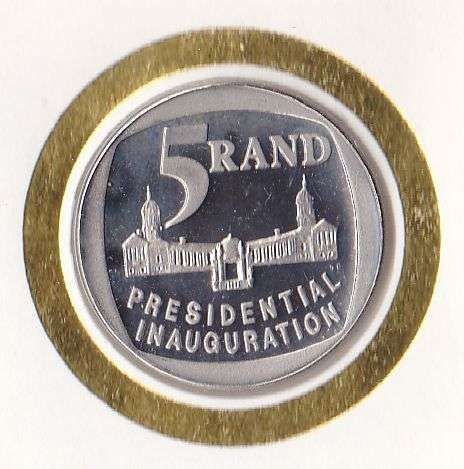 Mandela R5 coin cover untampered variety no steps.